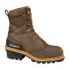 Footwear Carhartt Non-Slip Boots | Carhartt Men'S 8" Waterproof Insulated Composite Toe Logger Climbing Boot Crazy Horse Brown