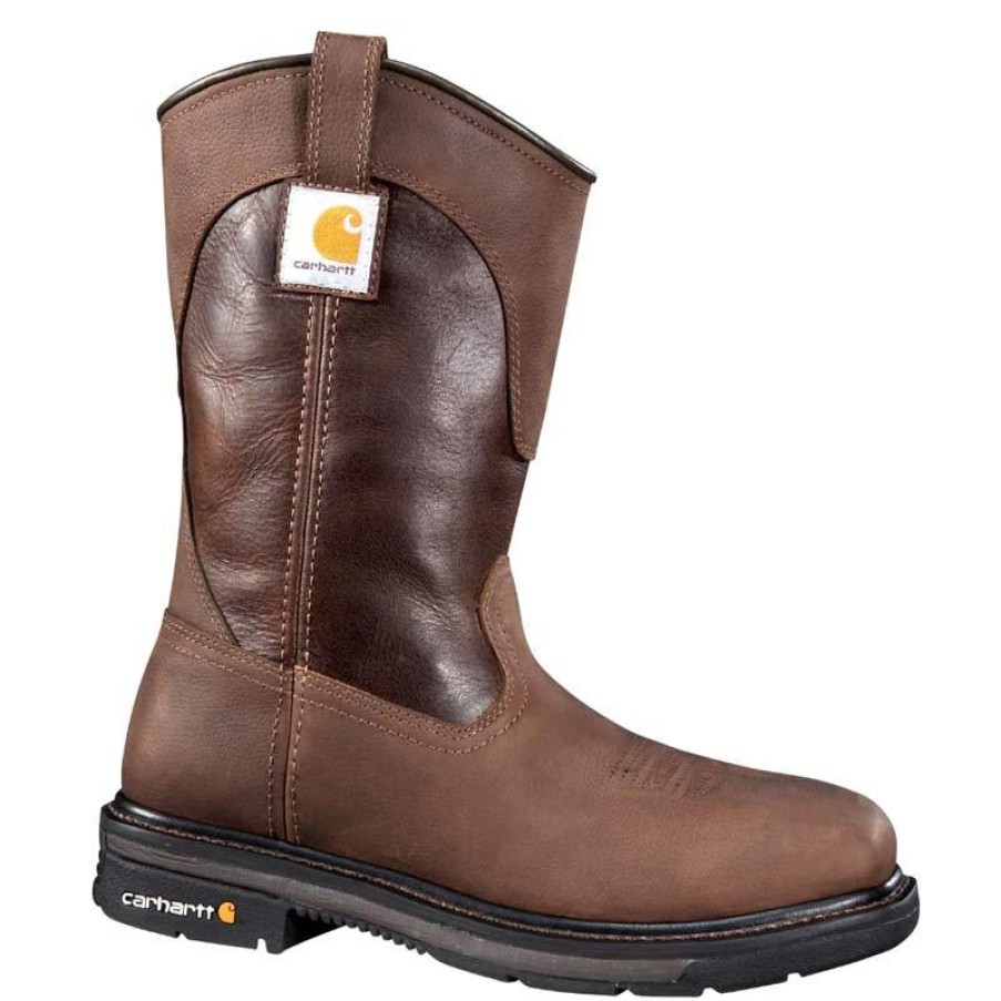 Footwear Carhartt Steel Toe | Carhartt Men'S 11" Square Steel Toe Wellington Boot Brown/Dark Brown