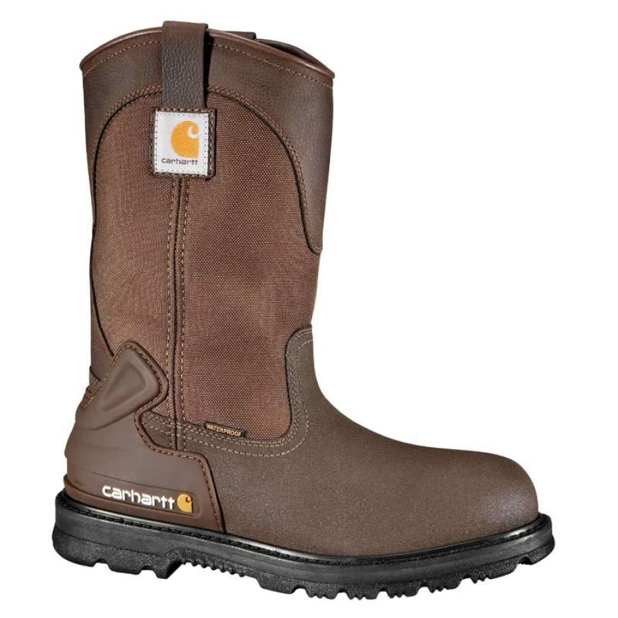 Footwear Carhartt Steel Toe | Carhartt Men'S 11" Waterproof Steel Toe Wellington Boot Brown