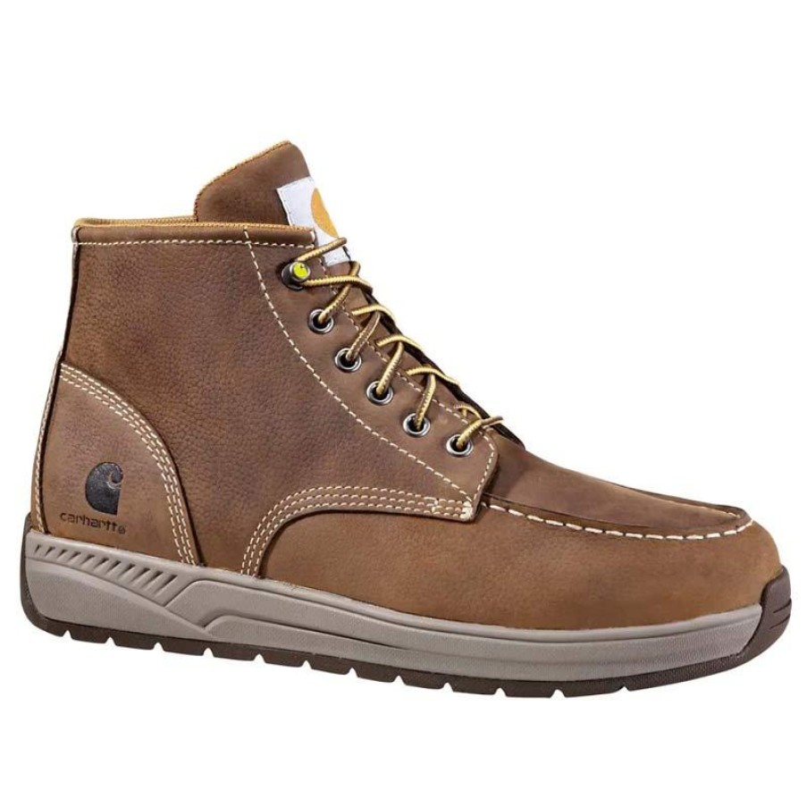 Footwear Carhartt Work Boots | Carhartt Men'S 4" Lightweight Soft Toe Wedge Bootie Dark Bison