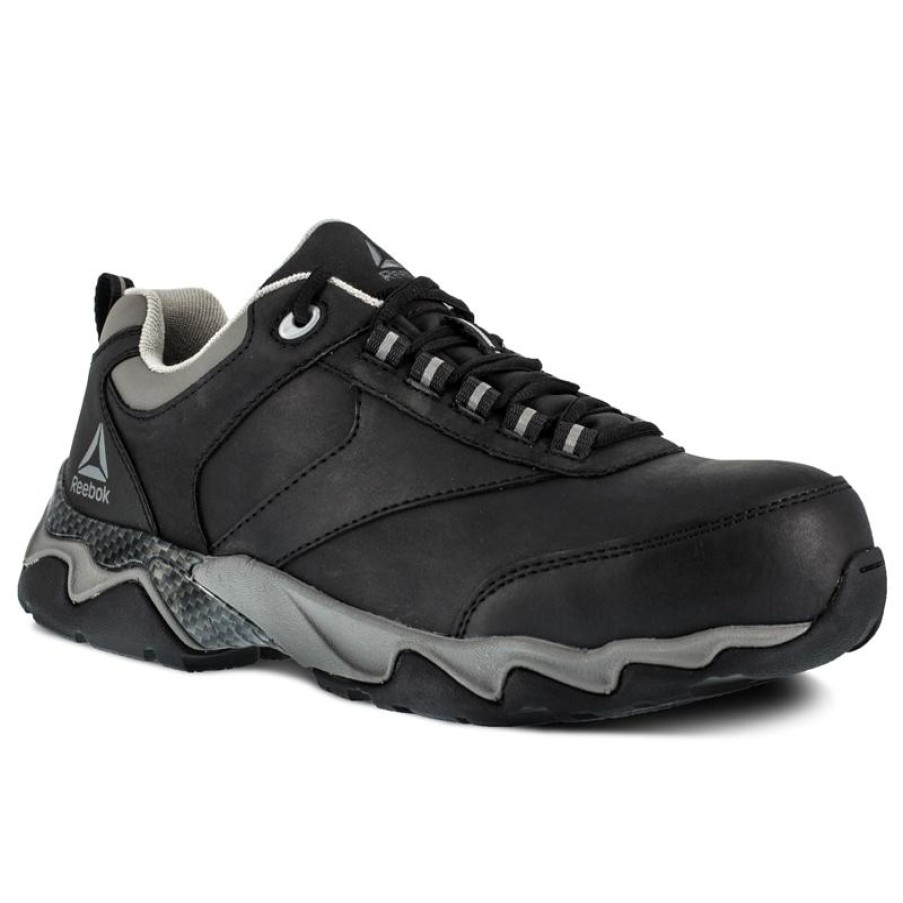 Footwear Reebok Athletic | Reebok Men'S Beamer Composite Toe Athletic Work Shoe Black / Gray