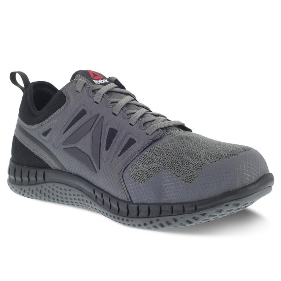 Footwear Reebok Non-Slip Shoes | Reebok Men'S Zprint Work Steel Toe Athletic Work Shoe Grey