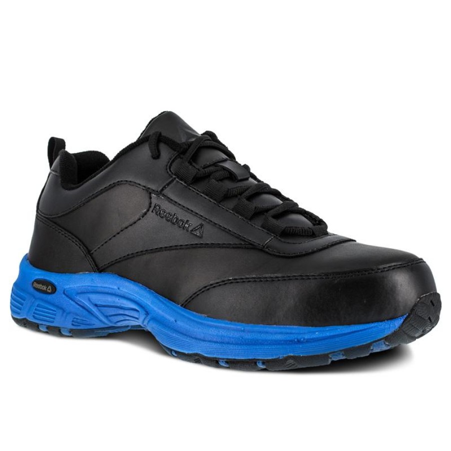 Footwear Reebok Athletic | Reebok Men'S Ateron Steel Toe Athletic Performance Cross Trainer Black / Blue