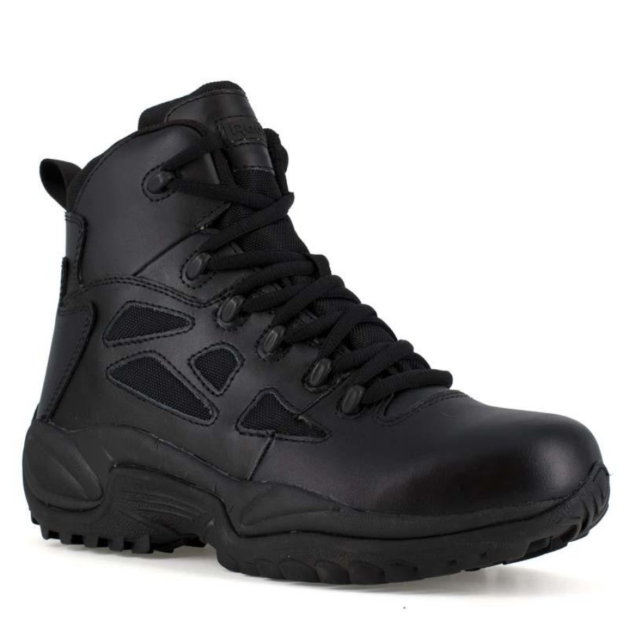 Footwear Reebok Tactical | Reebok Duty Men'S 6" Rapid Response Rb Side Zip Tactical Boot Black