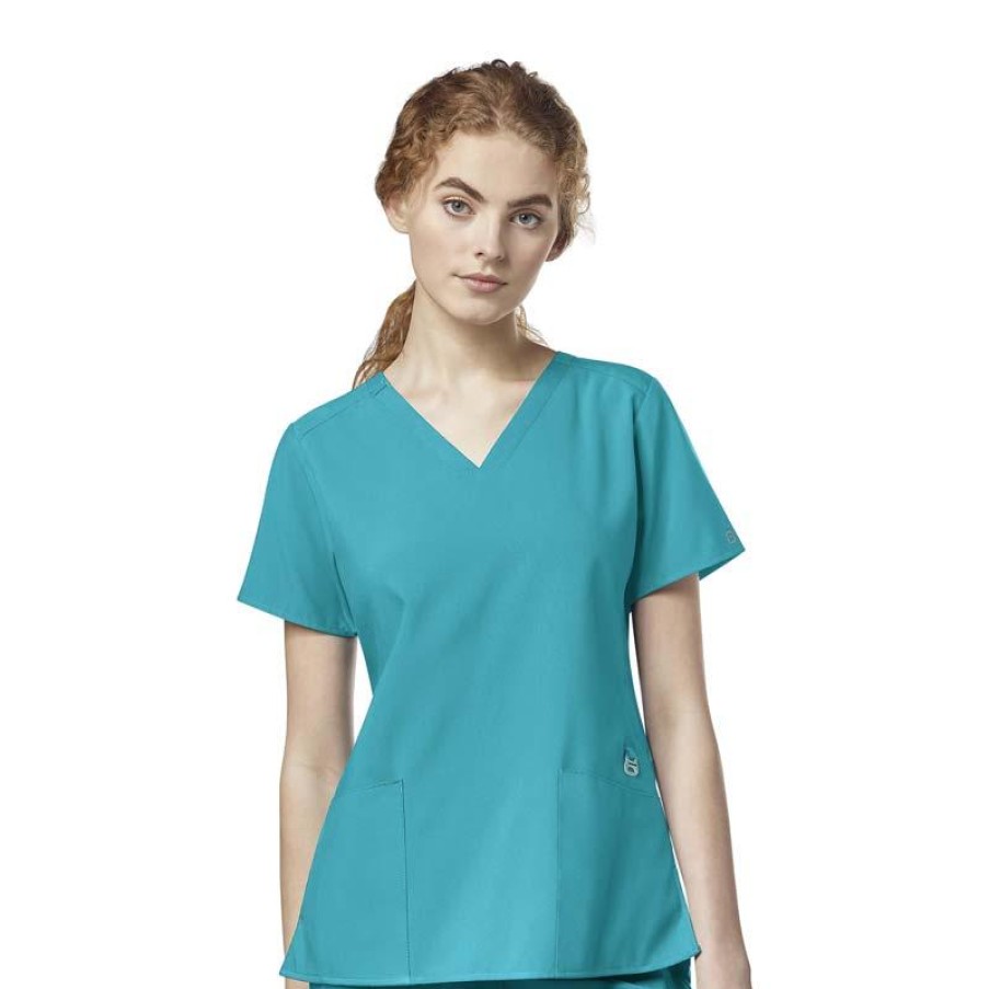 Healthcare Wonderwink W123 Scrub Tops | Wonderwink W123 Women'S Flex-Back Stylized V-Neck Scrub Top