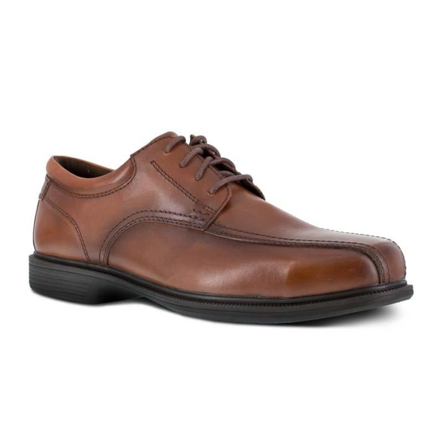 Footwear Florsheim Oxfords | Florsheim Work Men'S Esd Steel Toe Dress Lace Oxford Brown