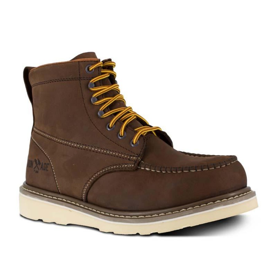 Footwear Iron Age Non-Slip Boots | Iron Age Men'S 6" Reinforcer Steel Toe Wedge Work Boot Brown