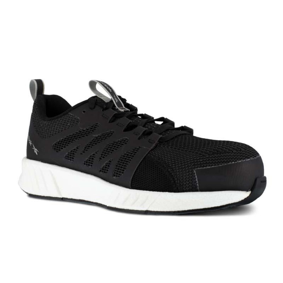 Footwear Reebok Non-Slip Shoes | Reebok Work Men'S Fusion Flexweave Work Sd Composite Toe Athletic Work Shoe Black / White