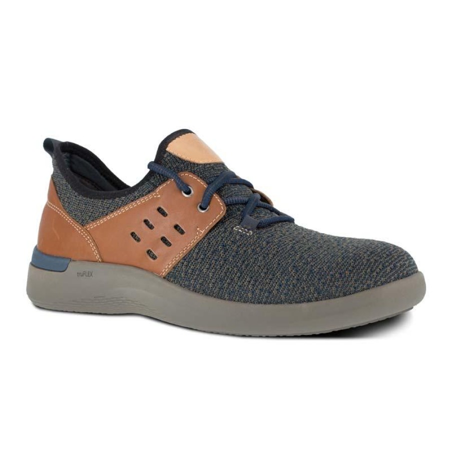 Footwear Rockport Non-Slip Shoes | Rockport Works Men'S Truflex Work Esd Composite Toe Athletic Work Shoe Blue / Tan