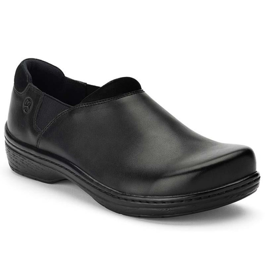 Footwear Klogs Non-Slip Healthcare | Klogs Men'S Raven Leather Slip-On Black Full Grain