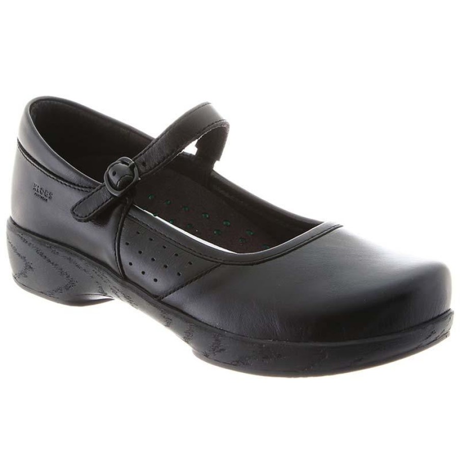 Footwear Klogs Non-Slip Healthcare | Klogs Women'S Ace Leather Mary Jane Black Full Grain