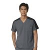 Healthcare Wonderwink W123 Scrub Tops | Wonderwink W123 Men'S V-Neck Colorblock Scrub Top