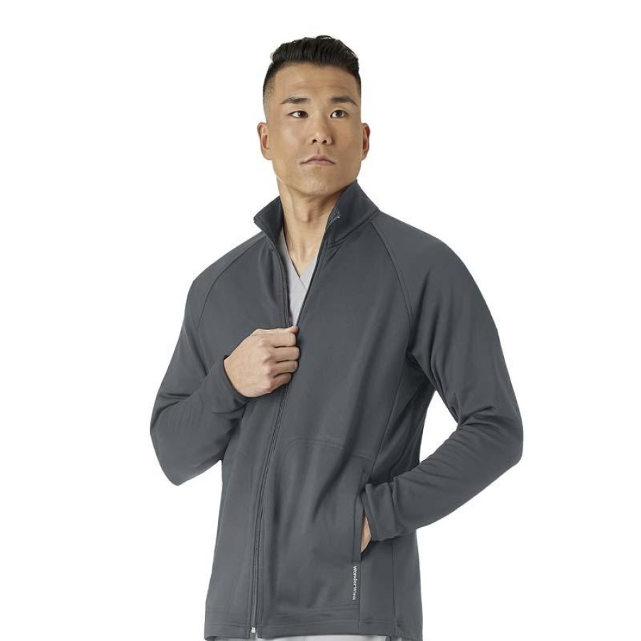 Healthcare WonderWink Layers Lab Coats & Jackets | Wonderwink Layers Men'S Fleece Full Zip Scrub Jacket