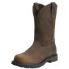 Footwear Ariat Western Boots | Men'S Groundbreaker Steel Toe Round Toe Western Pull-On Work Boot Brown