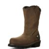 Footwear Ariat Non-Steel Safety Toe | Men'S Powerline Waterproof Insulated Composite Toe Wellington Work Boot Oily Distressed Brown