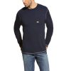 Workwear Ariat T-Shirts | Ariat Men'S Rebar Workman Long Sleeve T-Shirt Navy