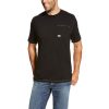 Workwear Ariat T-Shirts | Ariat Men'S Rebar Workman Short Sleeve T-Shirt Black