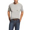 Workwear Ariat T-Shirts | Ariat Men'S Rebar Workman Short Sleeve T-Shirt Heather Grey