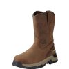 Footwear Ariat Non-Steel Safety Toe | Men'S Mastergrip 10" Pull-On Sd Composite Toe Wellington Work Boot Oily Distressed Brown