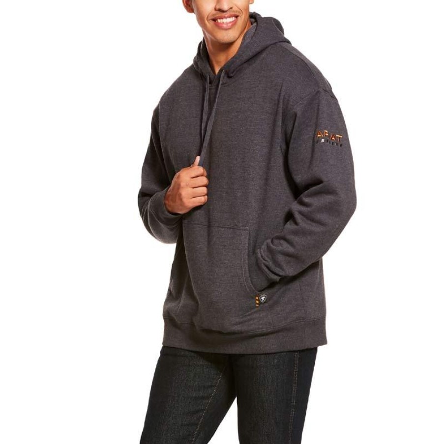 Outerwear Ariat Hoodies | Ariat Men'S Rebar Workman Hoodie Charcoal