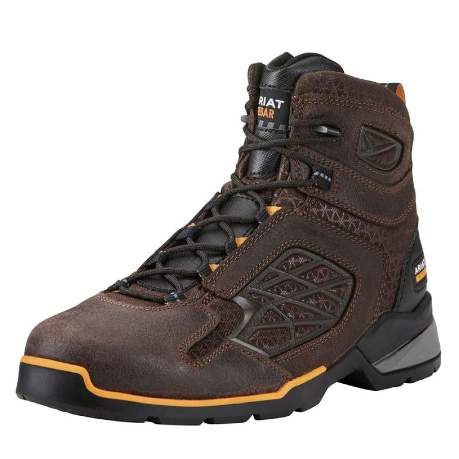 Footwear Ariat Hiking | Men'S Rebar Flex 6" Composite Toe Hiker Chocolate Brown