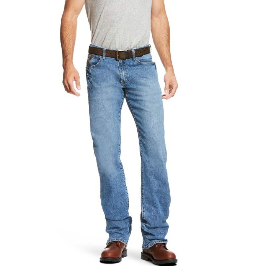 Workwear Ariat Jeans | Ariat Men'S Rebar M4 Durastretch Basic Boot Cut Jean Blue Haze