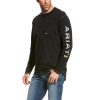 Workwear Ariat T-Shirts | Ariat Men'S Rebar Workman Long Sleeve Logo T-Shirt Black