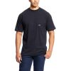 Workwear Ariat T-Shirts | Ariat Men'S Rebar Cotton Strong Short Sleeve Pocketed T-Shirt Black