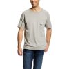 Workwear Ariat T-Shirts | Ariat Men'S Rebar Cotton Strong Short Sleeve Pocketed T-Shirt Heather Gray