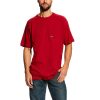 Workwear Ariat T-Shirts | Ariat Men'S Rebar Cotton Strong Short Sleeve Pocketed T-Shirt Rio Red