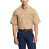 Workwear Ariat Work Shirts | Ariat Men'S Rebar Made Tough Durastretch Vent Work Shirt Khaki