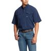 Workwear Ariat Work Shirts | Ariat Men'S Rebar Made Tough Durastretch Vent Work Shirt Navy