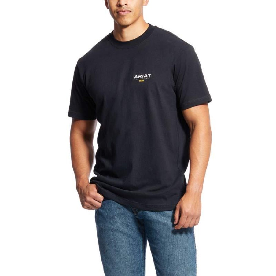 Workwear Ariat T-Shirts | Ariat Men'S Rebar Cotton Strong Short Sleeve Logo T-Shirt Black