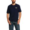 Workwear Ariat T-Shirts | Ariat Men'S Rebar Cotton Strong Short Sleeve Logo T-Shirt Navy