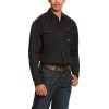 Workwear Ariat Work Shirts | Ariat Men'S Rebar Made Tough Durastretch Classic Fit Work Shirt Black