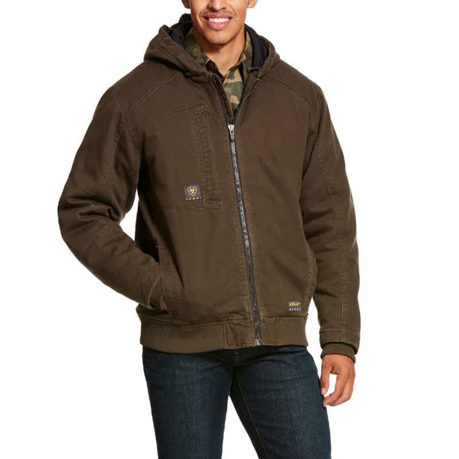 Outerwear Ariat Jackets | Ariat Men'S Rebar Washed Duracanvas Insulated Jacket Wren