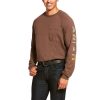 Workwear Ariat T-Shirts | Ariat Men'S Rebar Cotton Strong Long Sleeve Graphic T-Shirt Moss