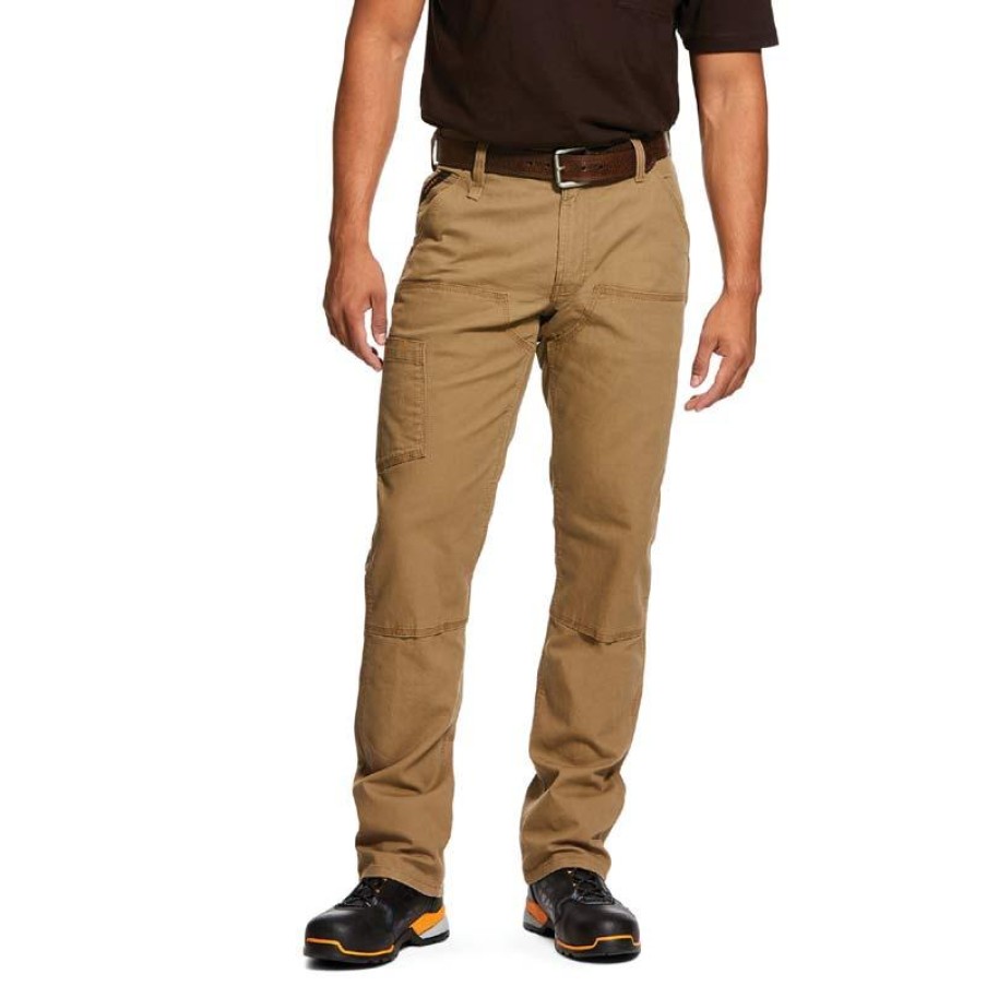 Workwear Ariat Jeans | Ariat Men'S Rebar M4 Made Tough Durastretch Double Front Canvas Work Pant Field Khaki