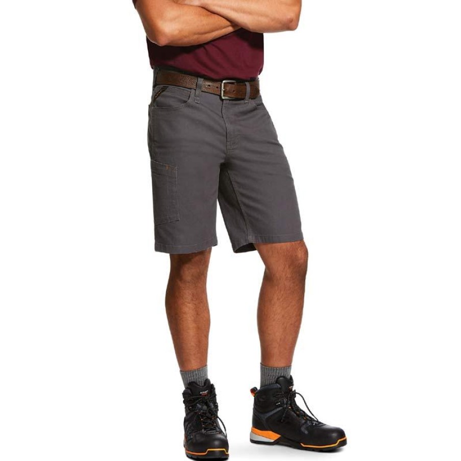 Workwear Ariat Shorts | Ariat Men'S 10" Rebar Made Tough Durastretch Short Rebar Grey