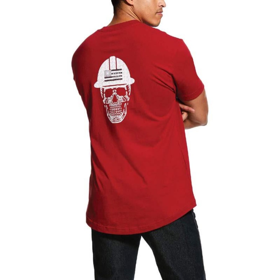 Workwear Ariat T-Shirts | Ariat Men'S Rebar Cotton Strong Roughneck T-Shirt Rio Red