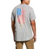 Workwear Ariat T-Shirts | Ariat Men'S Rebar Cotton Strong American Grit Graphic T-Shirt Heather Grey