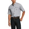 Workwear Ariat Work Shirts | Ariat Men'S Rebar Made Tough Durastretch Vent Work Shirt Charcoal Heather