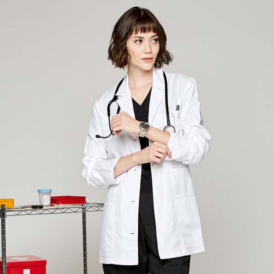 Healthcare Scrubology Core Lab Coats & Jackets | Scrubology Core Women'S 29" Lab Coat White