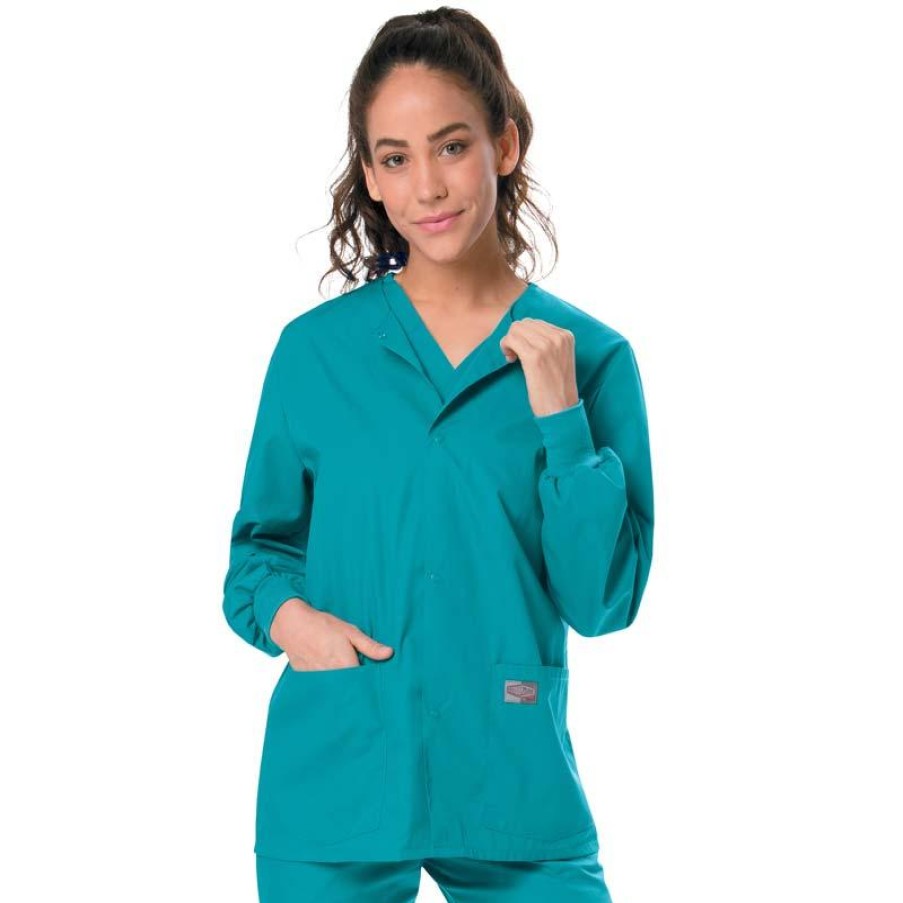 Healthcare Scrub Zone Lab Coats & Jackets | Scrub Zone Unisex Snap Front Warm-Up Scrub Jacket