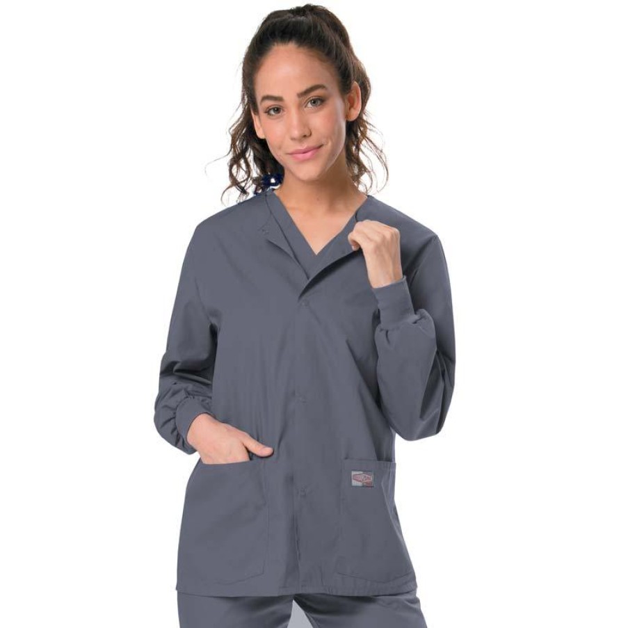 Healthcare Scrub Zone Lab Coats & Jackets | Scrub Zone Unisex Snap Front Warm-Up Scrub Jacket