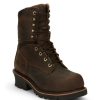 Footwear Chippewa Non-Slip Boots | Chippewa Men'S 9" Sador Waterproof Insulated Composite Toe Logger Crazy Horse Brown