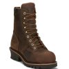 Footwear Chippewa Non-Slip Boots | Chippewa Men'S 8" Valdor Waterproof Insulated Composite Toe Logger Crazy Horse Brown