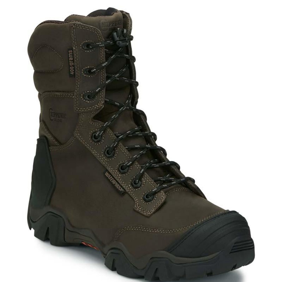 Footwear Chippewa Non-Slip Boots | Chippewa Men'S 8" Cross Terrain Waterproof Insulated Nano Composite Toe Work Boot Graphite Gray