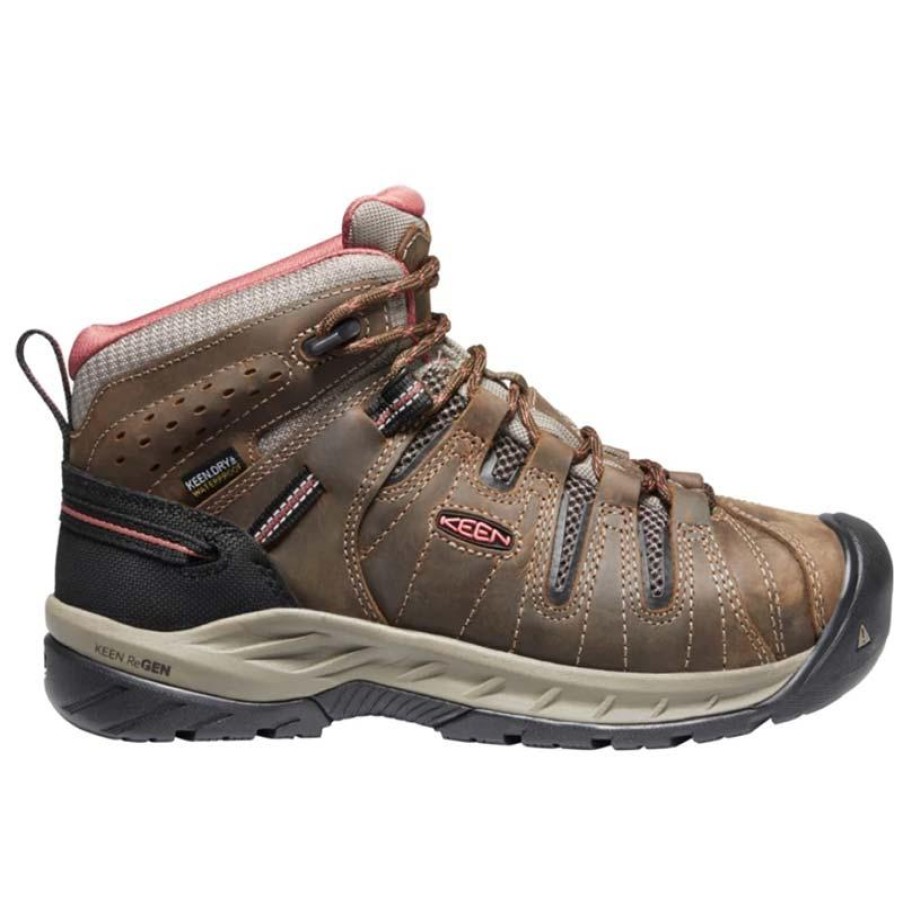 Footwear KEEN Utility Non-Slip Boots | Keen Ultility Women'S Flint Ii Mid Waterproof Soft Toe Hiker Cascade Brown/Brick Dust