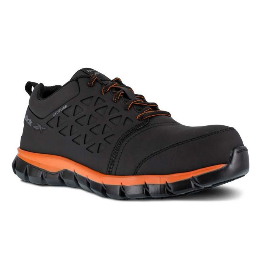 Footwear Reebok Non-Slip Shoes | Reebok Works Men'S Sublite Cushion Work Composite Toe Athletic Work Shoe Black